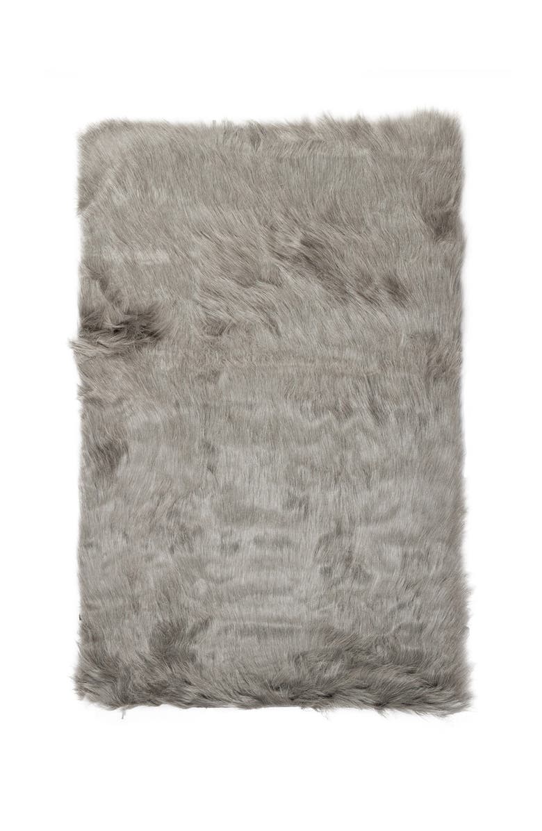 LUXE Hudson Faux Sheepskin Rug/Throw - Gray, Main, color, 