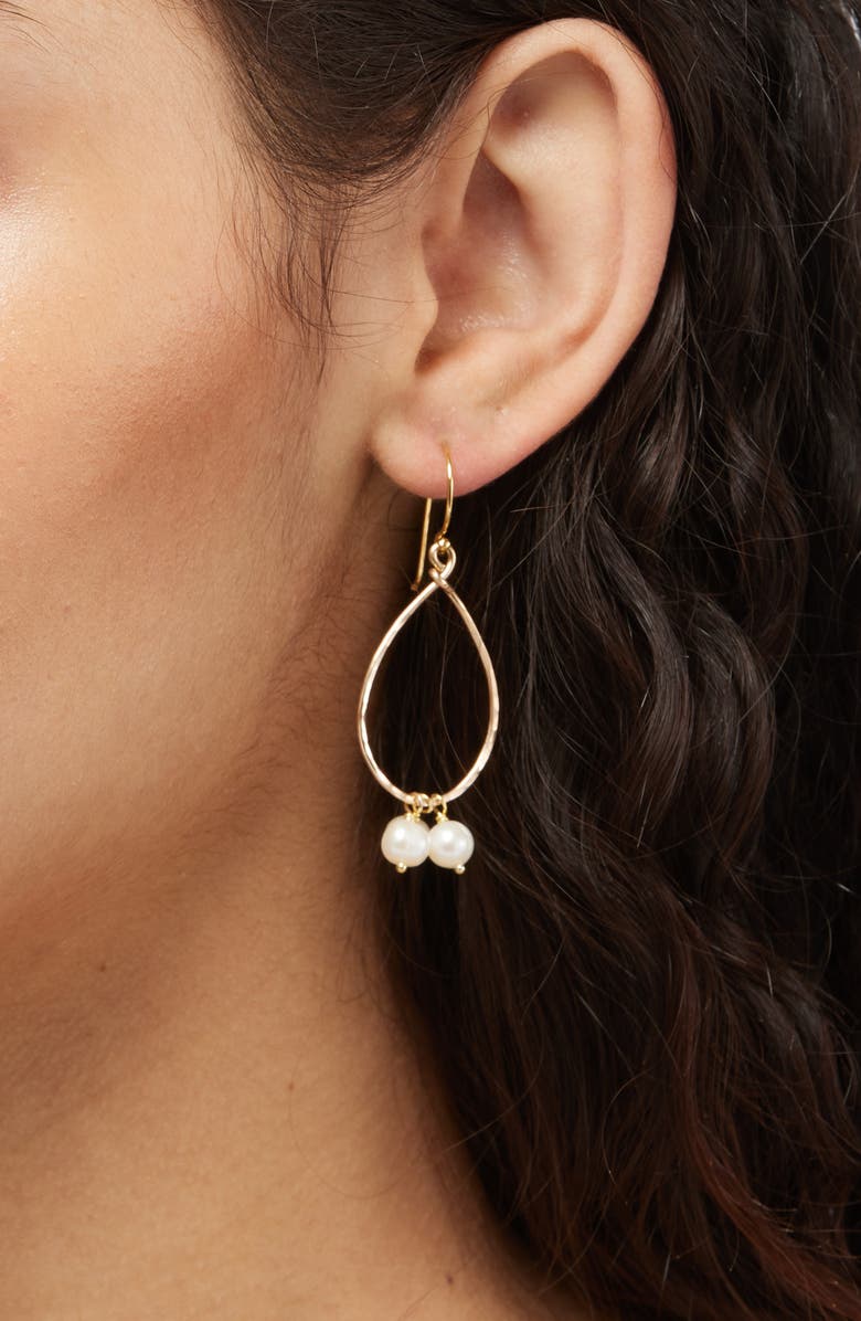 Kiara by Ki-Ele Kelsey Pearl Drop Earrings, Alternate, color, Gold