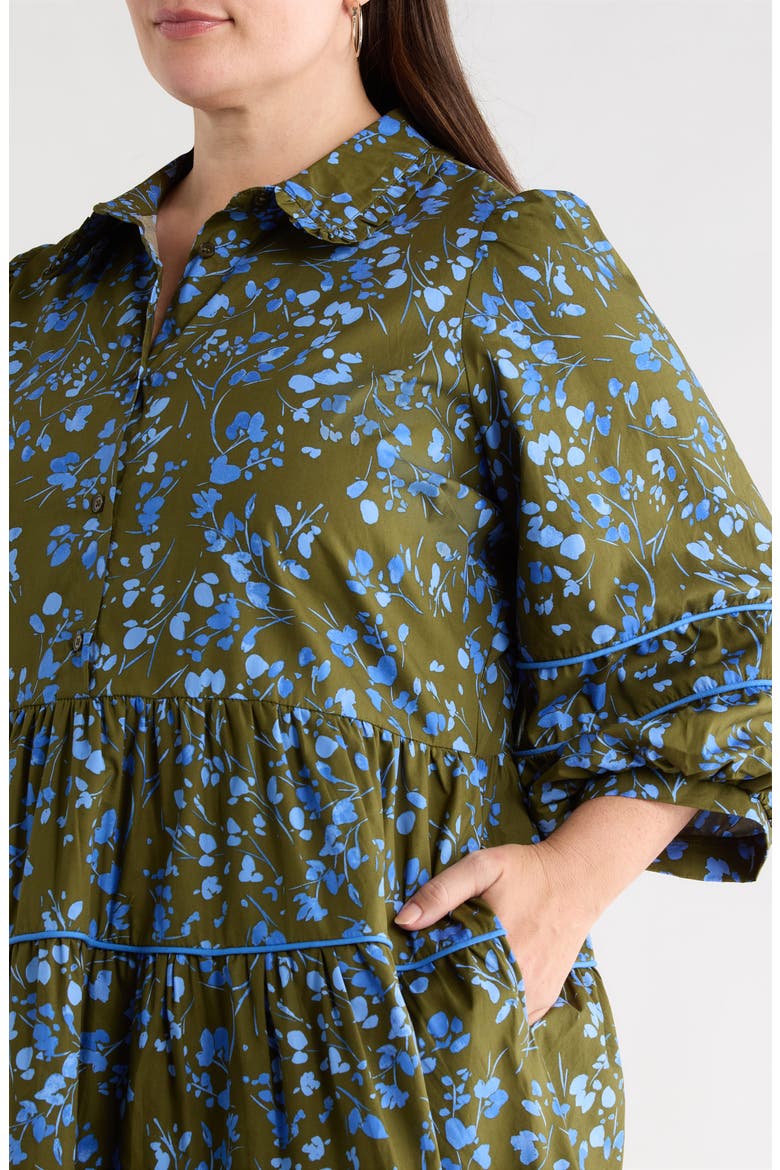 Solvay Floral Print Minidress, Alternate, color, GREEN-BLUE-MUL