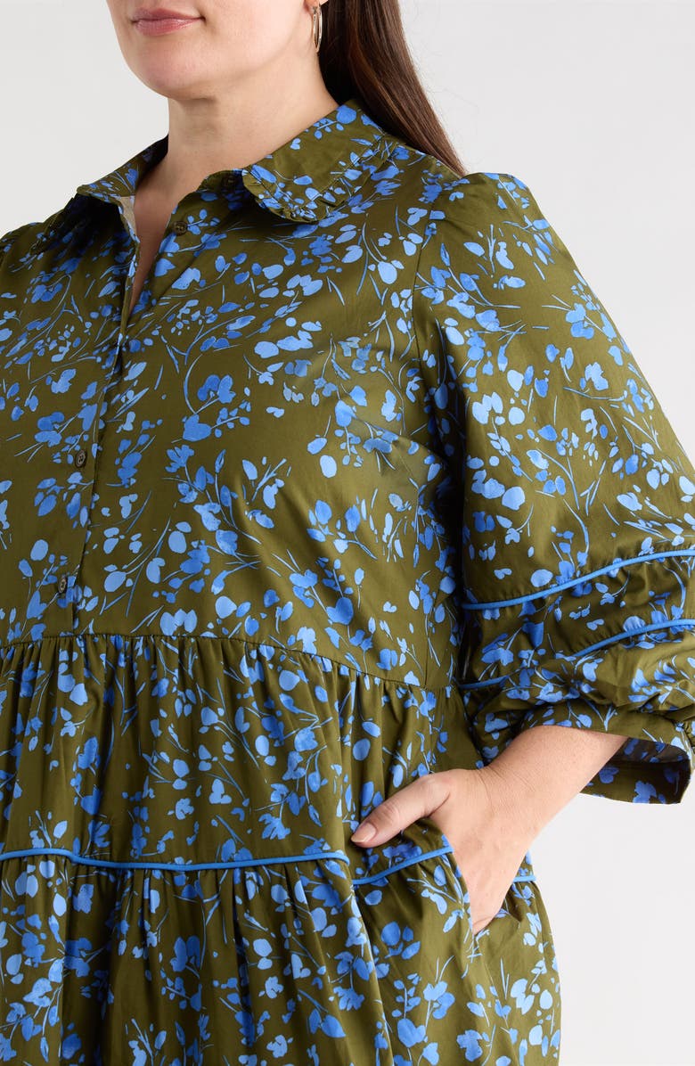 SUGARLIPS Solvay Floral Print Minidress, Alternate, color, Green-Blue-Mul