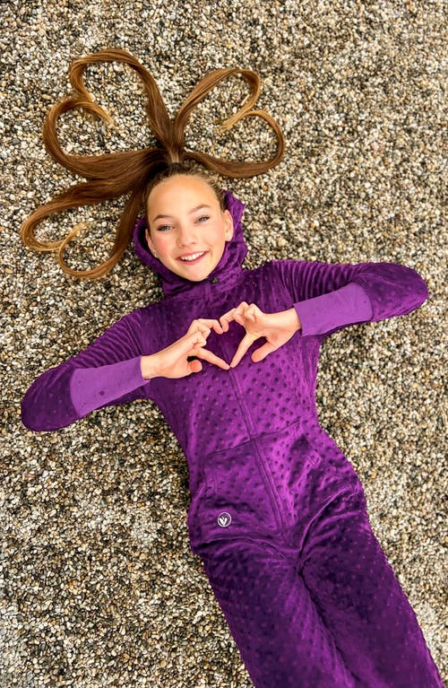 Limeapple Minky Bubble Zip Fleece Romper In Purple