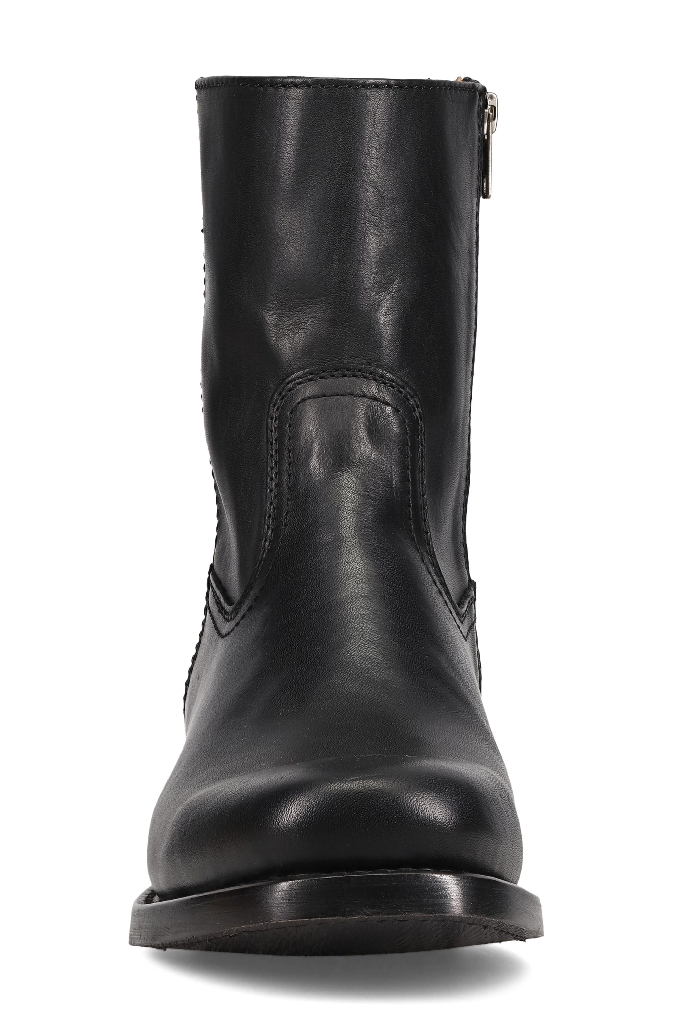 Frye Campus Leather Plain Toe Zip Boot, Alternate, color, Black