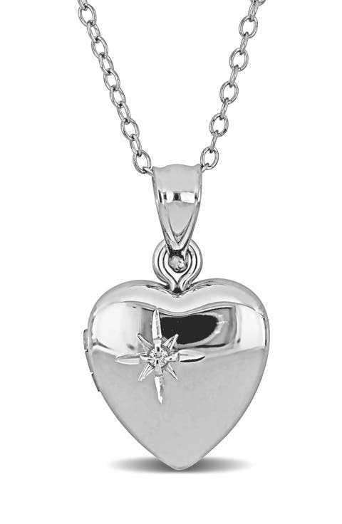 Cubic Zirconia Accent Heart Locket Pendant Necklace