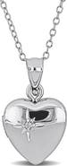 DELMAR Cubic Zirconia Accent Heart Locket Pendant Necklace