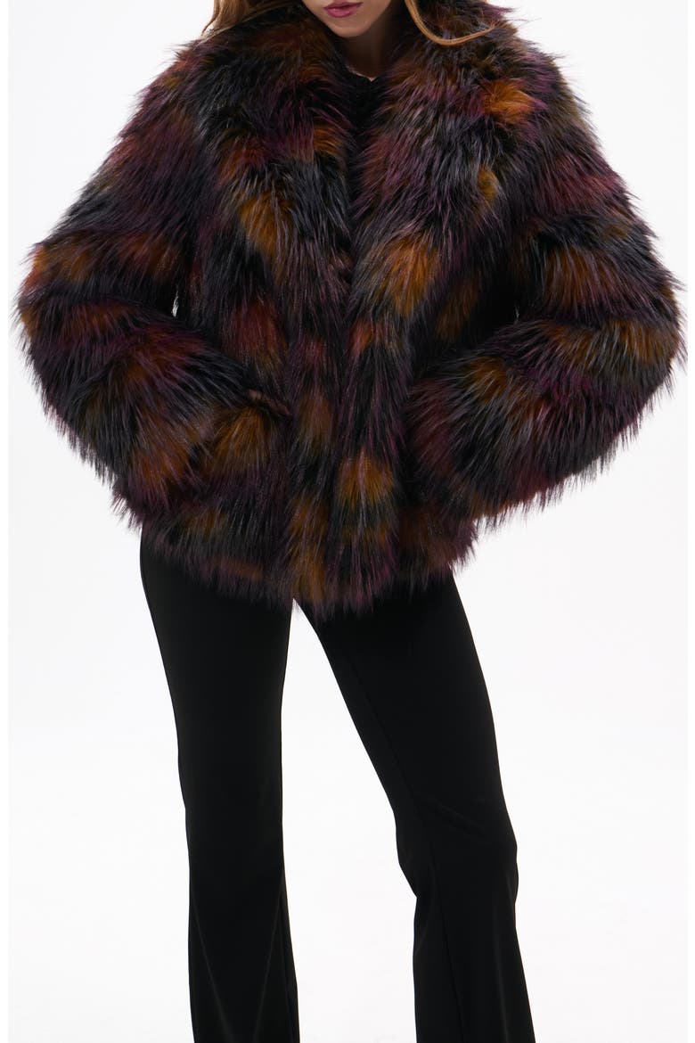 Remme Faux Fur Coat, Alternate, color, BURGUNDY MULTI