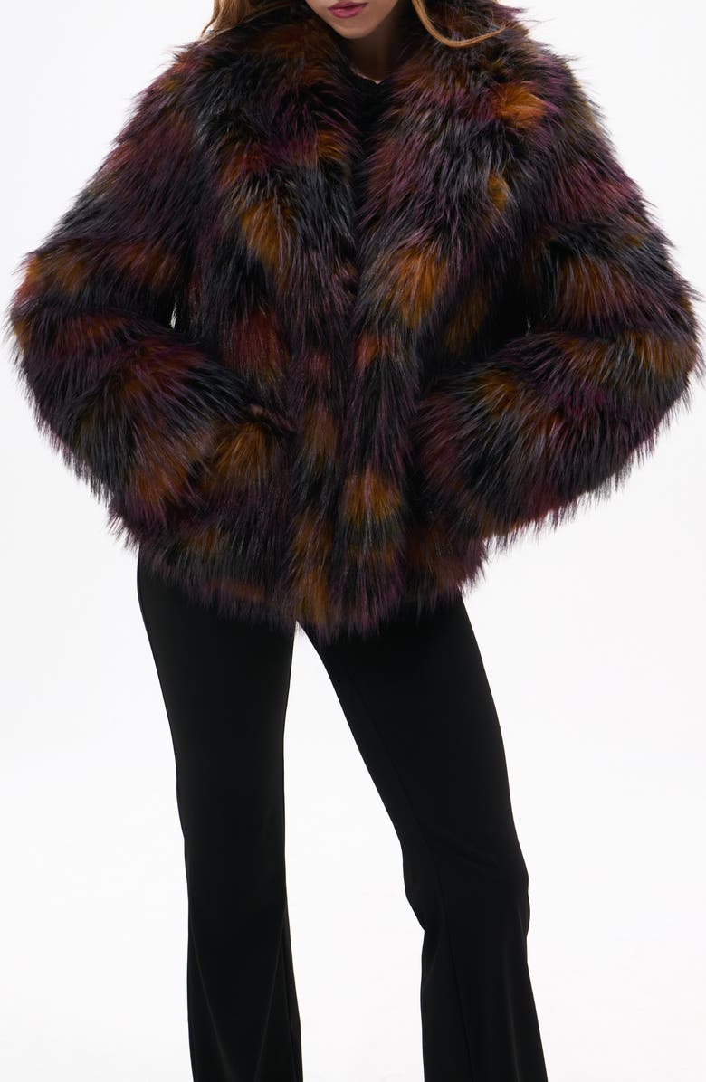 AZALEA WANG Remme Faux Fur Coat, Alternate, color, Burgundy Multi