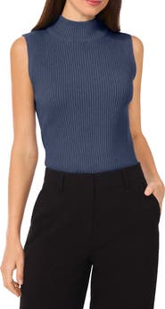 Vince Camuto Sleeveless Mock Neck Rib Sweater