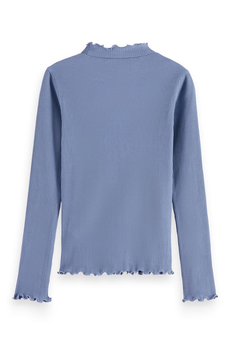 Kids' Lettuce Edge Mock Neck T-Shirt, Alternate, color, FADED DENIM