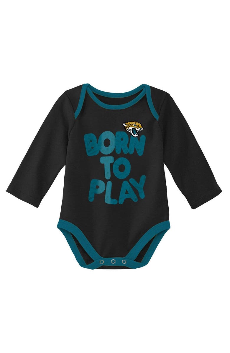 Outerstuff Newborn & Infant Black/Heathered Gray Jacksonville Jaguars Born To Win Two-Pack Long Sleeve Bodysuit Set, Alternate, color, Black