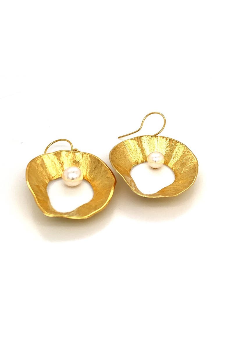Sea & Moon Large Earring, Sterling Silver with Gold Plate, Alternate, color, Gold Plated