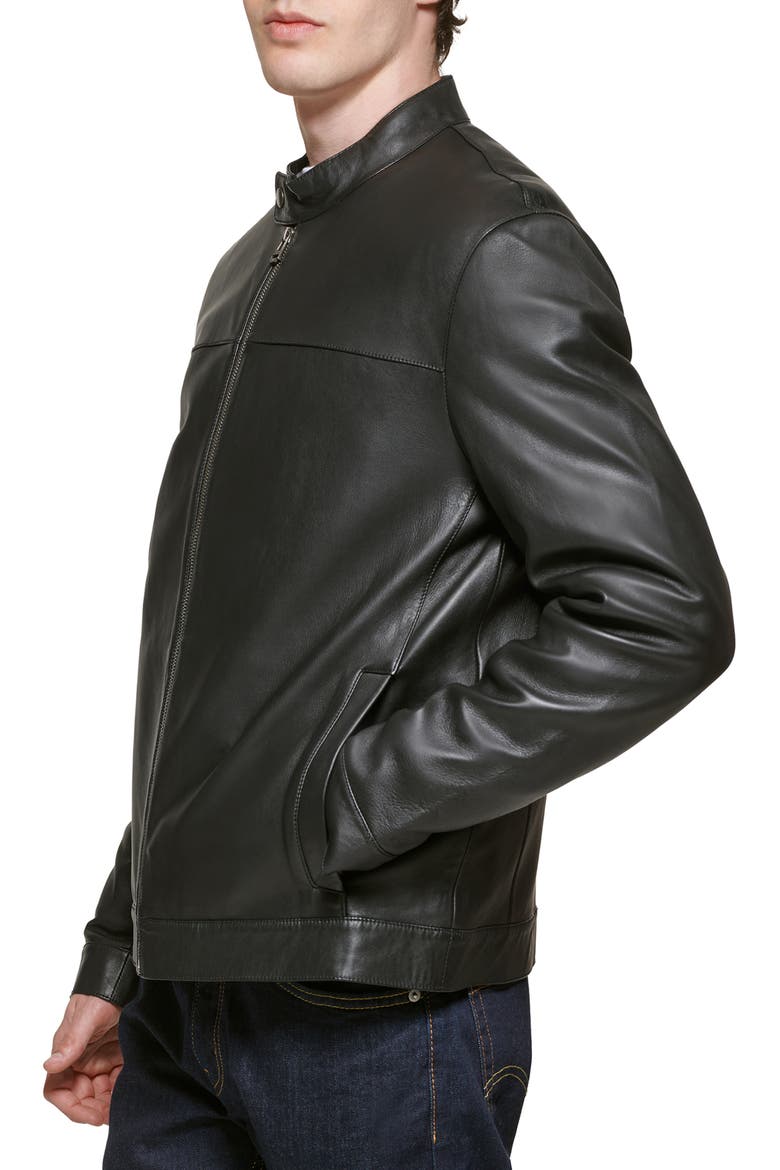 Bonded Leather Moto Jacket, Alternate, color, BLACK