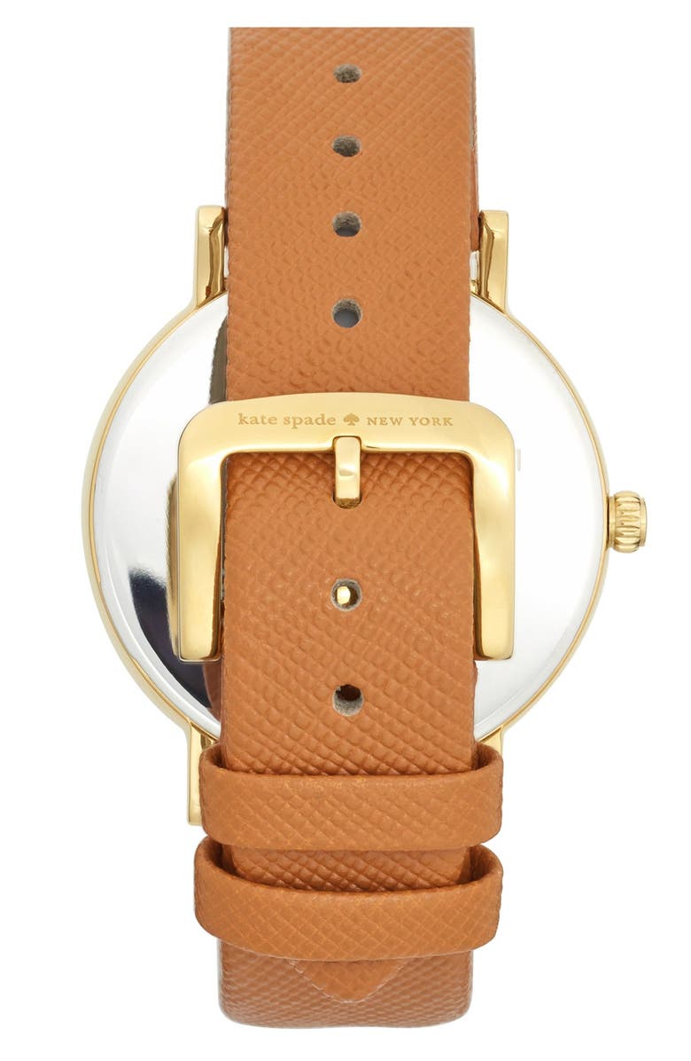Kate Spade New York 'metro grand' round leather strap watch, 38mm, Alternate, color, 