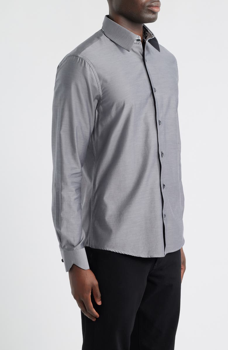 Siragusa Twill Printed Silk Trim Dress Shirt, Alternate, color, Gray