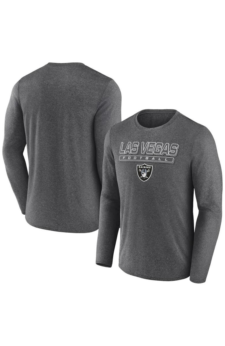 FANATICS Men's Fanatics Heather Charcoal Las Vegas Raiders Fundamentals Long Sleeve T-Shirt, Alternate, color, Heather Charcoal
