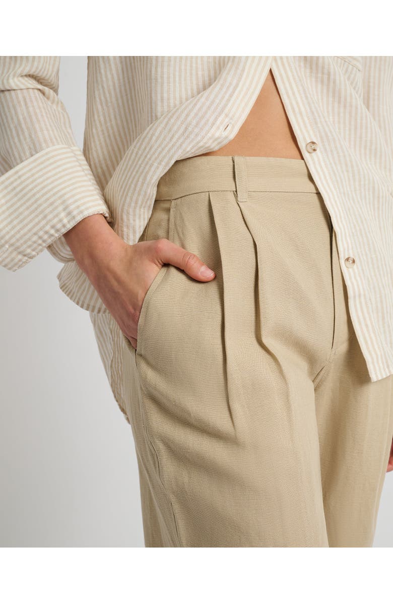 Onia Air Linen Pleated Trouser, Alternate, color, Jute