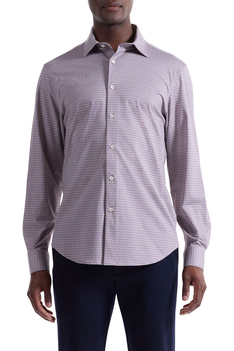 James OoohCotton® Diamond Geo Button-Up Shirt, Main, color, WOOD ROSE