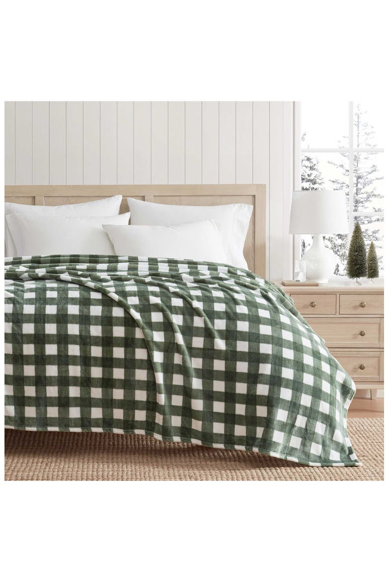 Madison Gingham Throw Blanket, Alternate, color, GREEN
