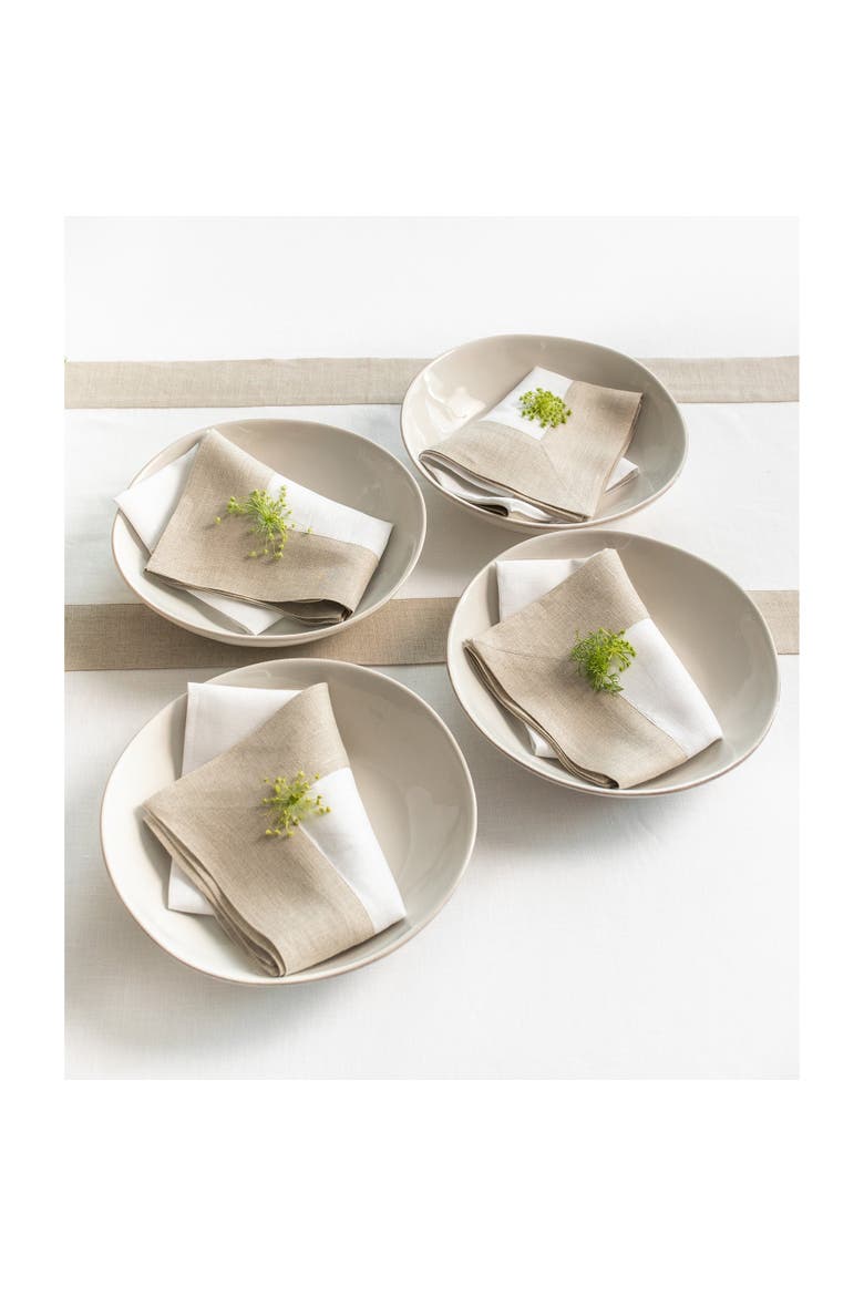 Linen Dinner Napkins Set of 4, 20 x 20" - Contempo, Alternate, color, Natural and White