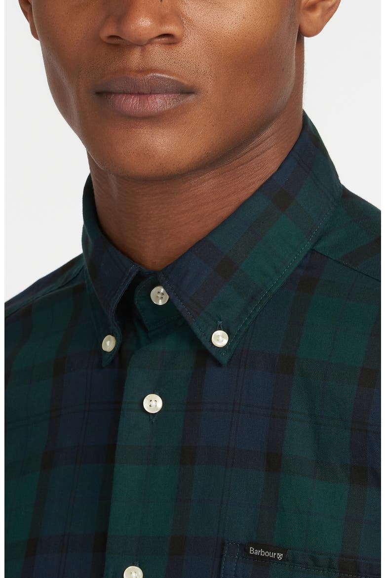 Wetherham Tailored Fit Plaid Flannel Button-Down Shirt, Alternate, color, BLACK WATCH