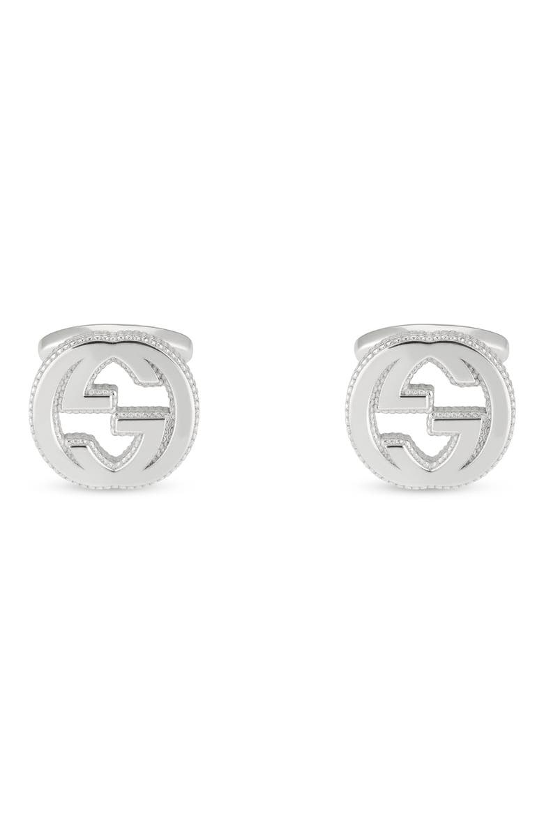 Double-G Cuff Links, Main, color, STERLING SILVER