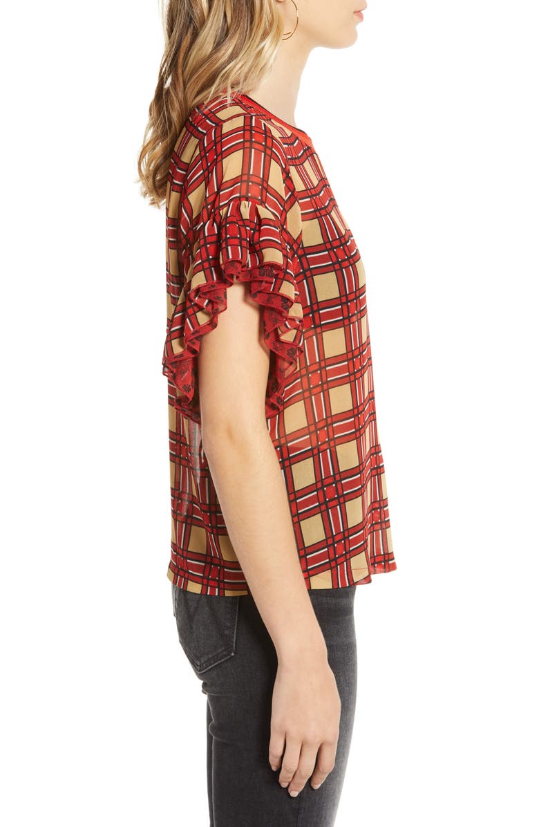 Scotch & Soda Mix Print Ruffle Sleeve Top, Alternate, color, 