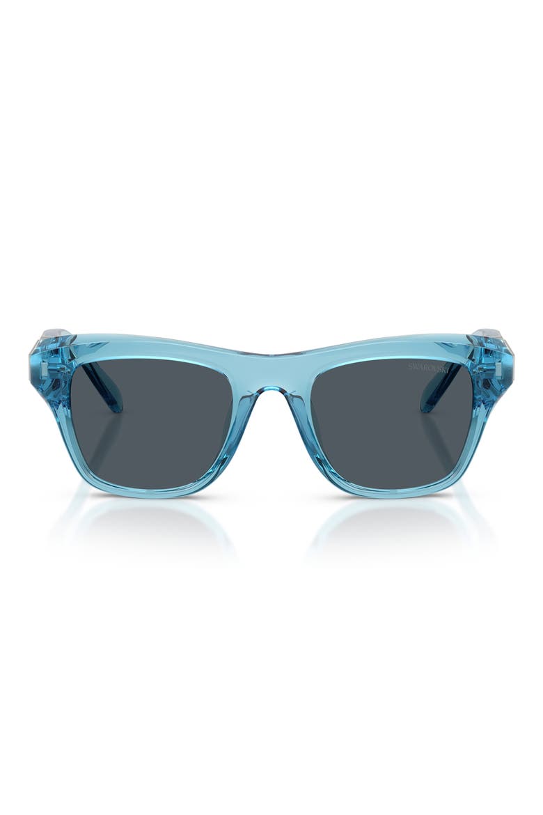 50mm Small Pillow Sunglasses, Main, color, LIGHT TRANSPARENT BLUE / DARK GREY
