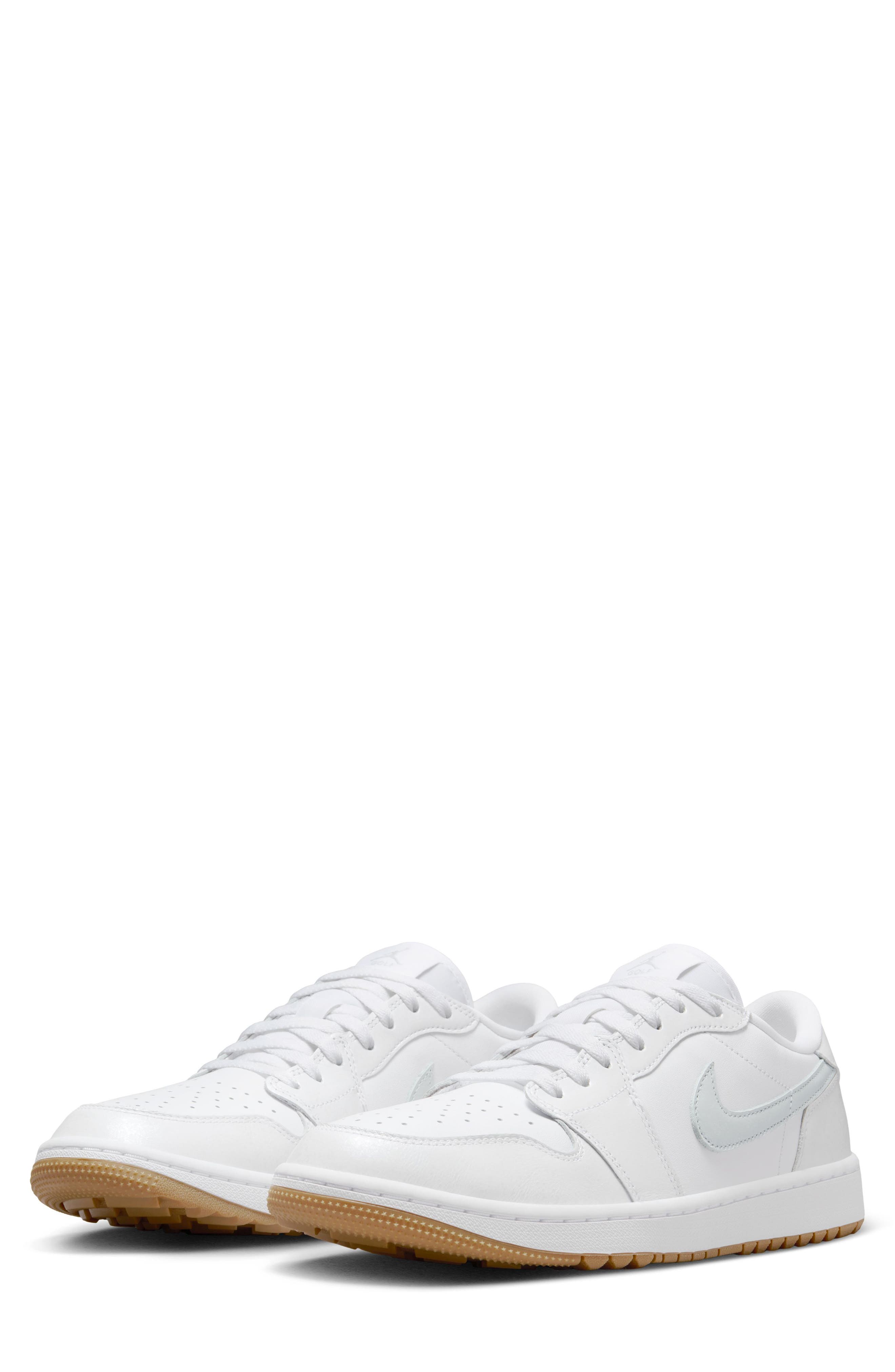 Air Jordan 1 Low Waterproof Golf Shoe, Main, color, WHITE/ PURE PLATINUM/ BROWN