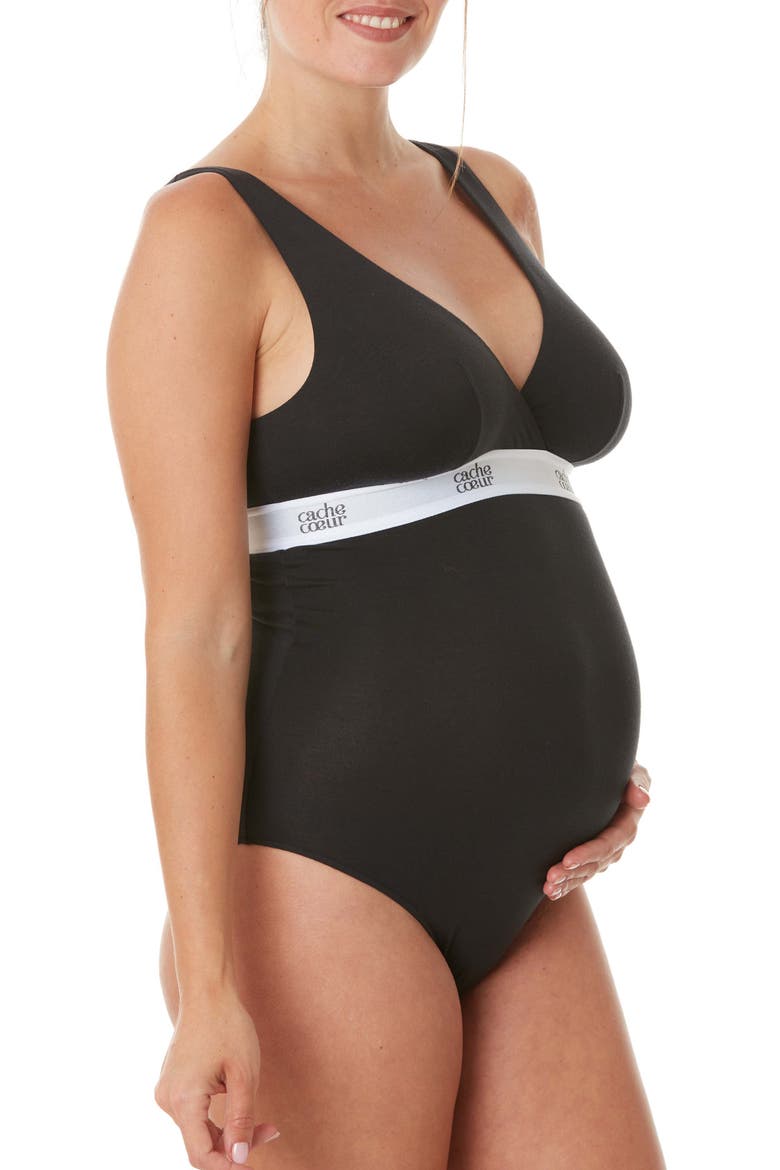 Life Maternity/Nursing Bodysuit, Main, color, BLACK