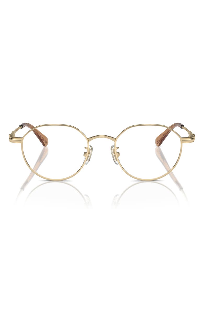 COACH 51mm Round Optical Glasses, Main, color, Shiny Light Gold / Demo Lens