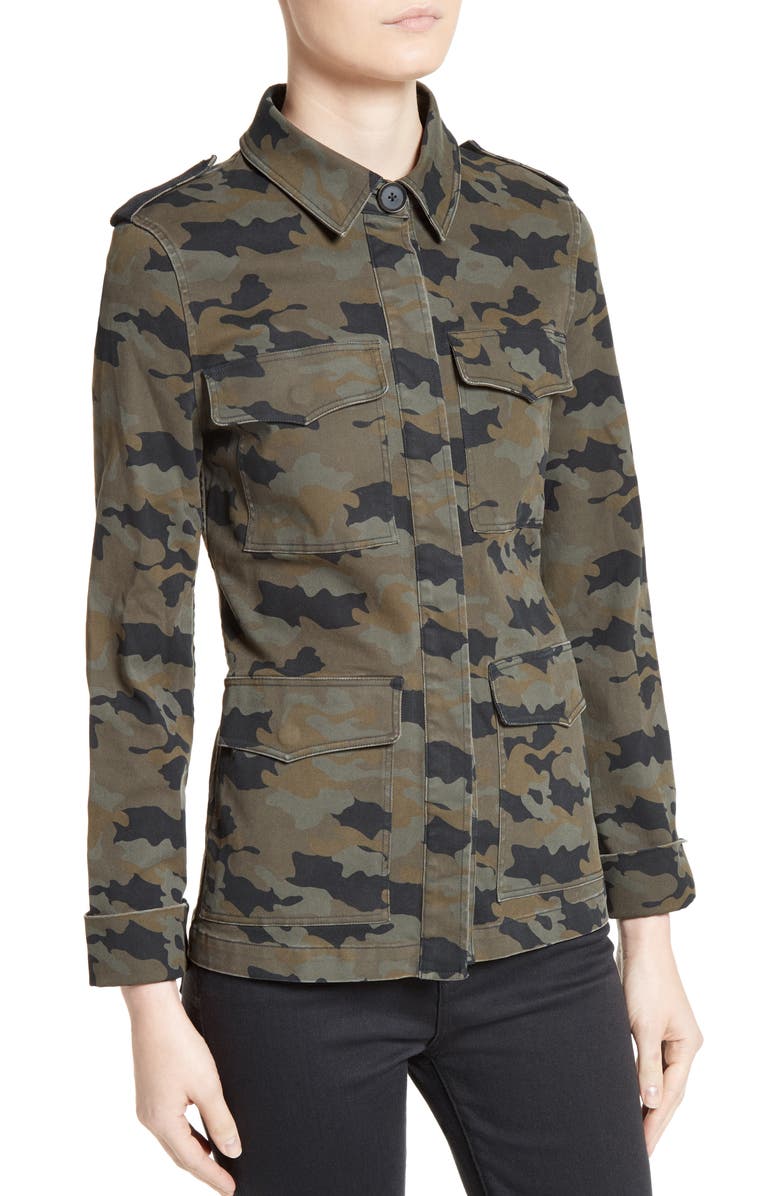 L'AGENCE Camo Print Military Jacket, Alternate, color, 