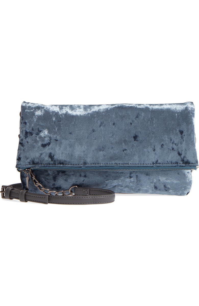 Sole Society Velvet Foldover Clutch, Main, color,