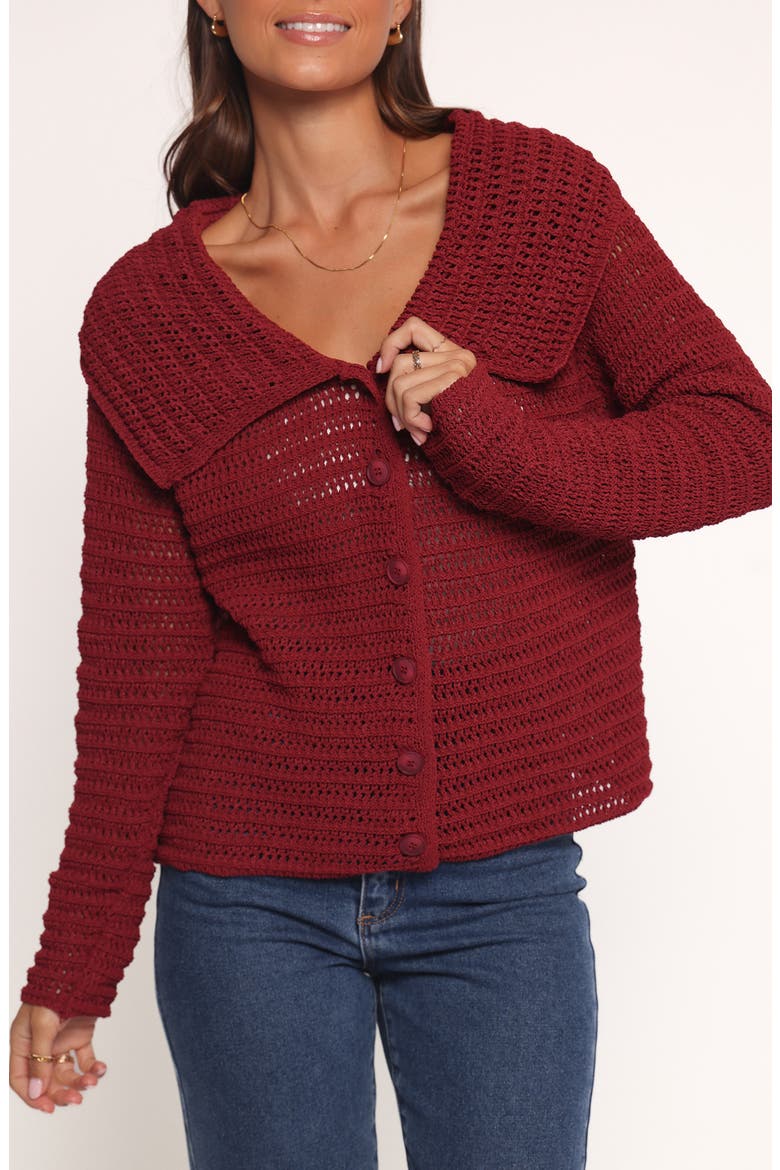 Lyra Sheer Cardigan, Alternate, color, BURGUNDY