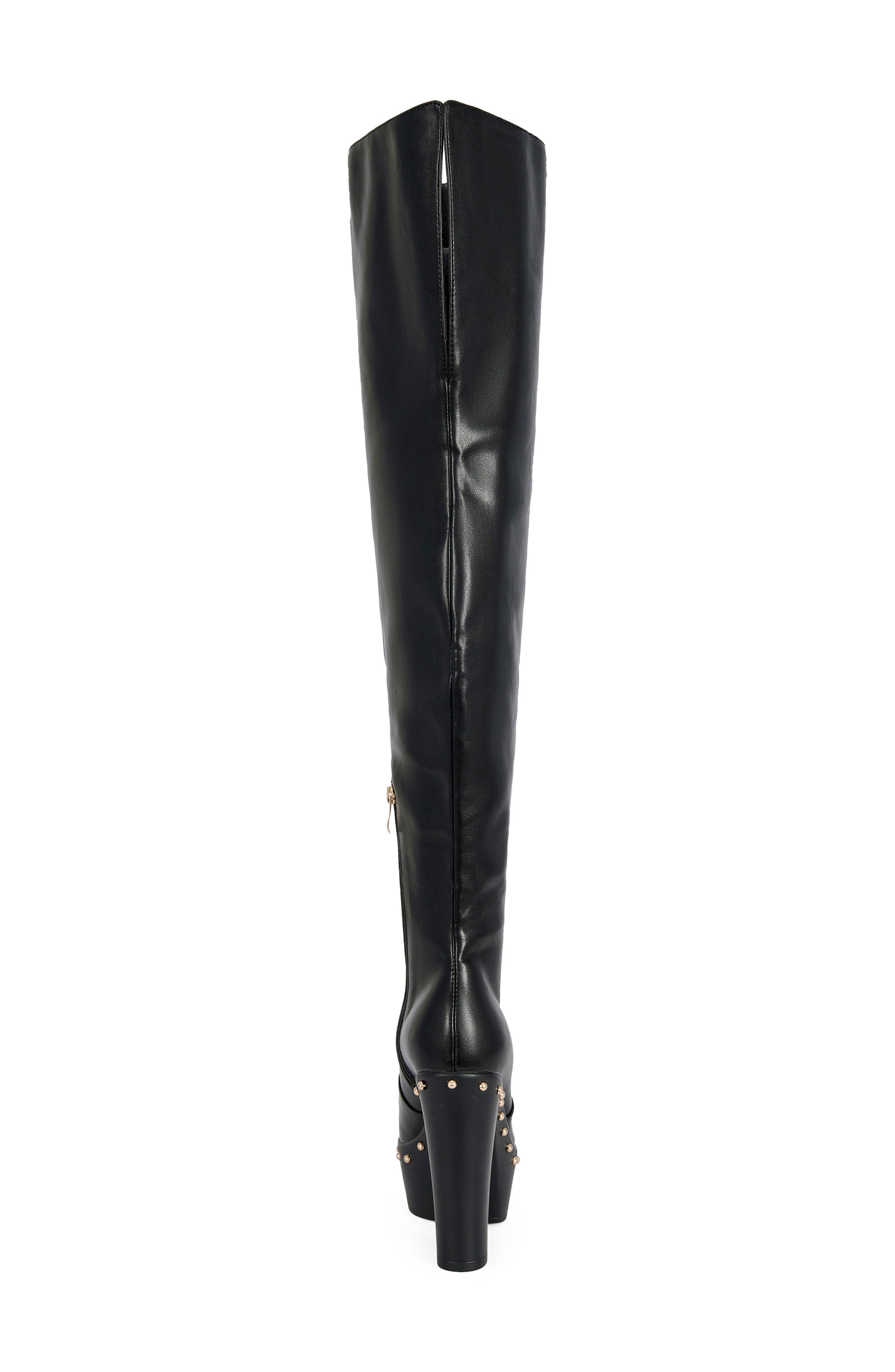 Wardell Faux Leather Over the Knee Boot, Alternate, color, BLACK