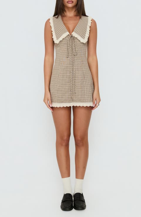 Mayci Lace Trim Check Romper