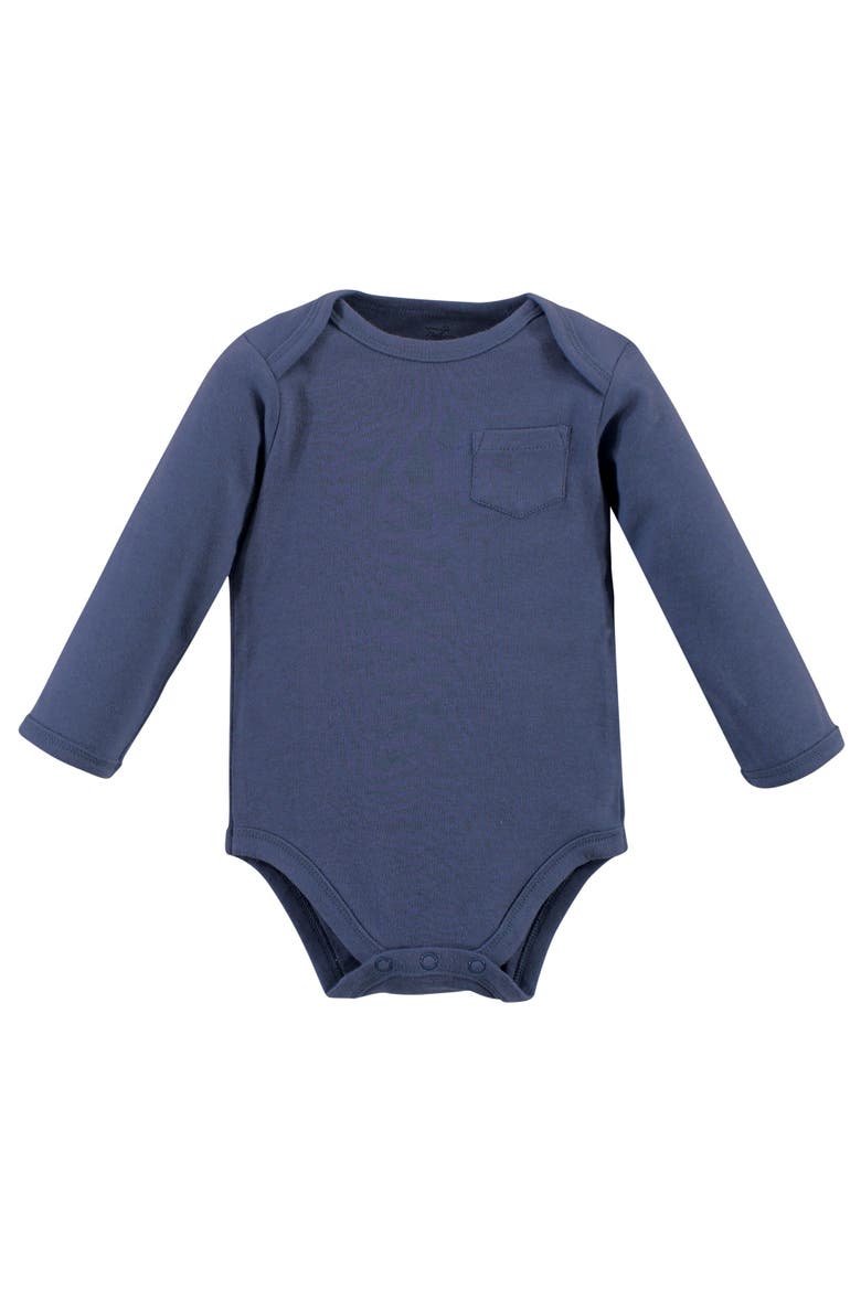 Organic Cotton Long-Sleeve Bodysuits, Alternate, color, Blue Whale