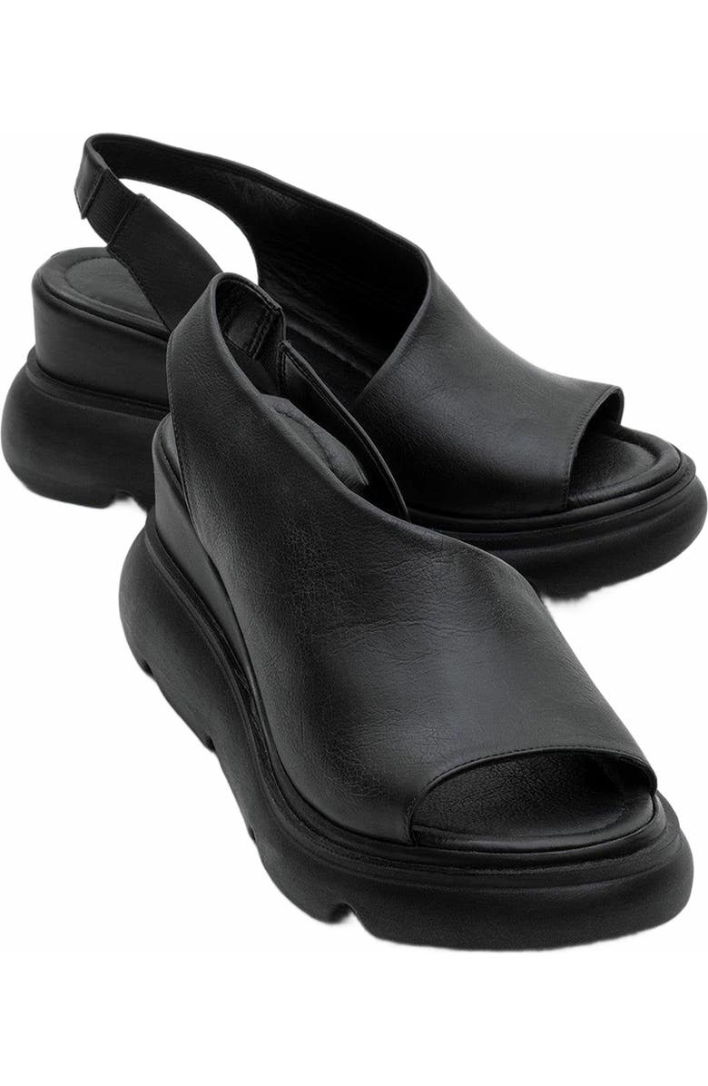 Forever & Always Shoes Agusto Leather Platform Sandal, Main, color, Black Leather