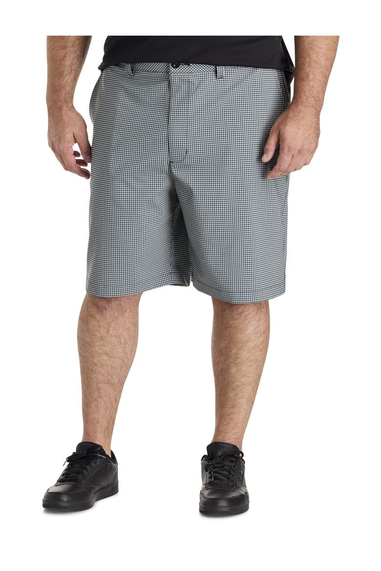Big & Tall Performance Plaid Golf Shorts, Main, color, Grey