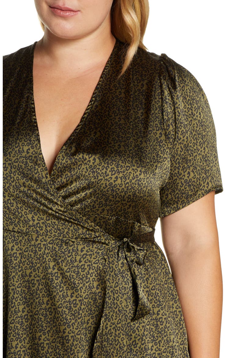 Lumi Puff Sleeve Wrap Dress, Alternate, color, DITSY LEOPARD OLIVE