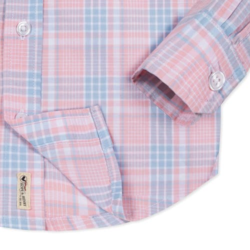 Hope & Henry Boys' Organic Stretch Poplin Shirt, Kids In Pink Petal Plaid