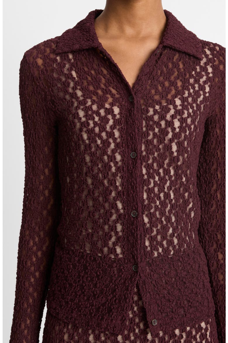 Floral Lace Button-Up Shirt, Alternate, color, CHERRY NIGHT