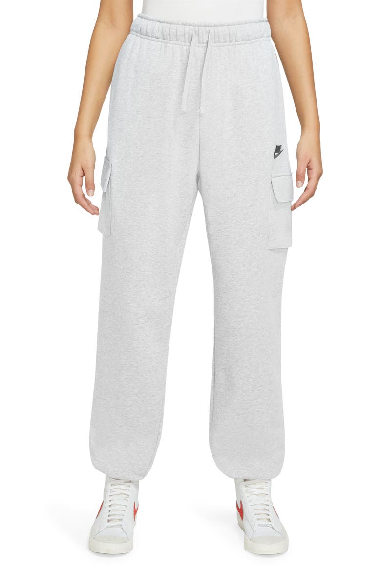 Oversize Fleece Cargo Sweatpants, Main, color, BIRCH HEATHER/ BLACK