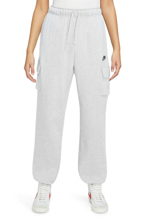 Shop Nike Oversize Fleece Cargo Sweatpants In Birch Heather/black