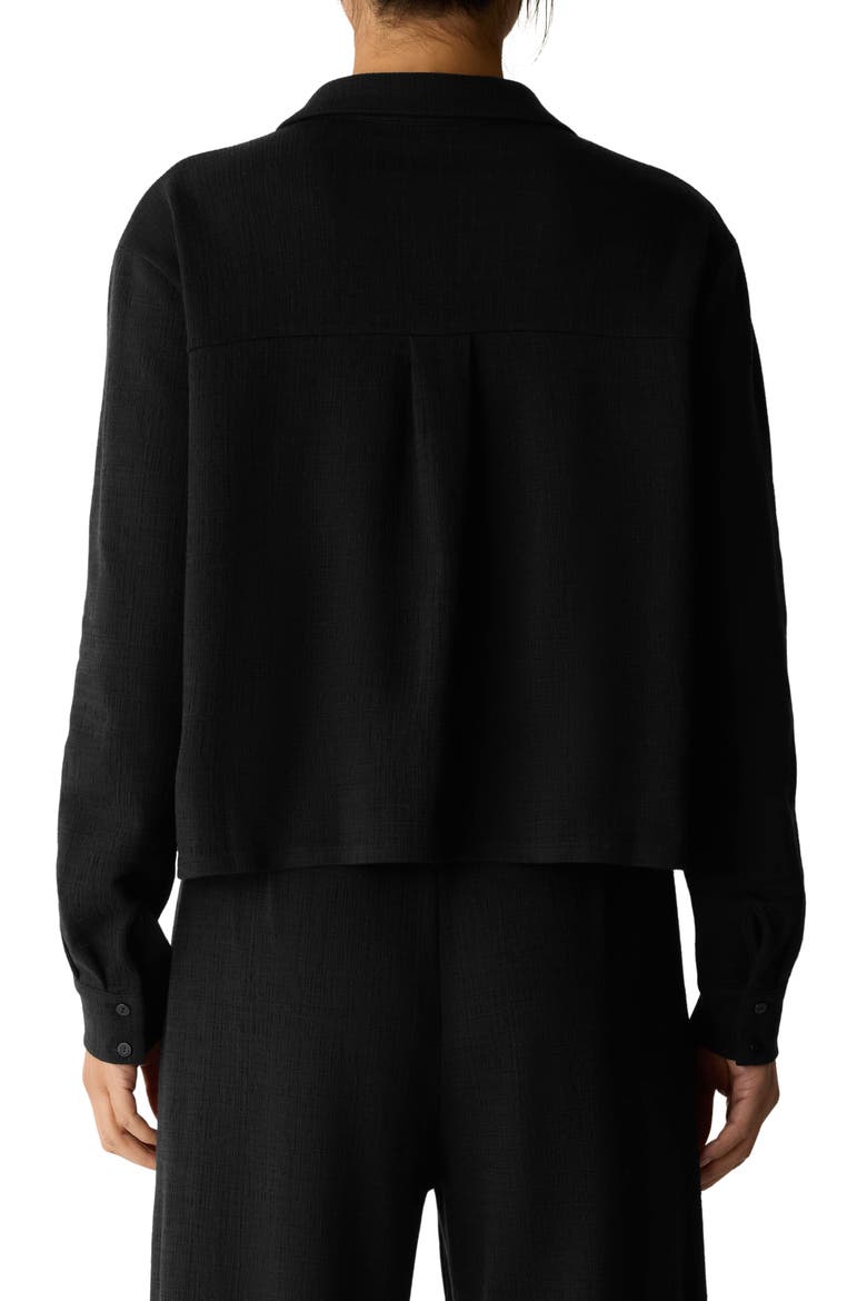 Classic Collar Crop Button-Up Shirt, Alternate, color, BLACK