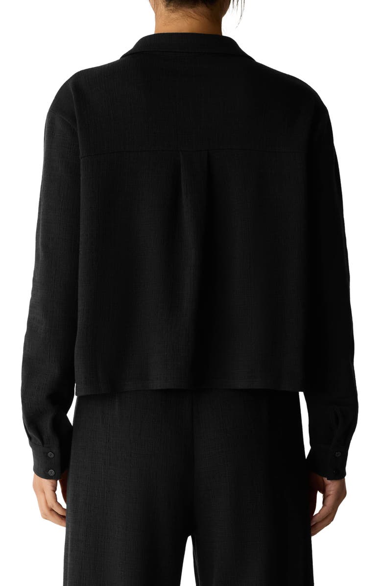 Eileen Fisher Classic Collar Crop Button-Up Shirt, Alternate, color, Black