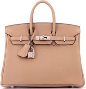 Pre-Owned Hermes Birkin Handbag Brown Togo with Palladium Hardware 25