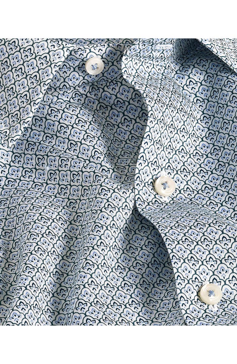 David Donahue Geometric Print Cotton Sport Shirt, Alternate, color, White/ Multi