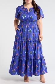 SUGARLIPS Palmer Floral Poplin Fit & Flare Maxi Dress
