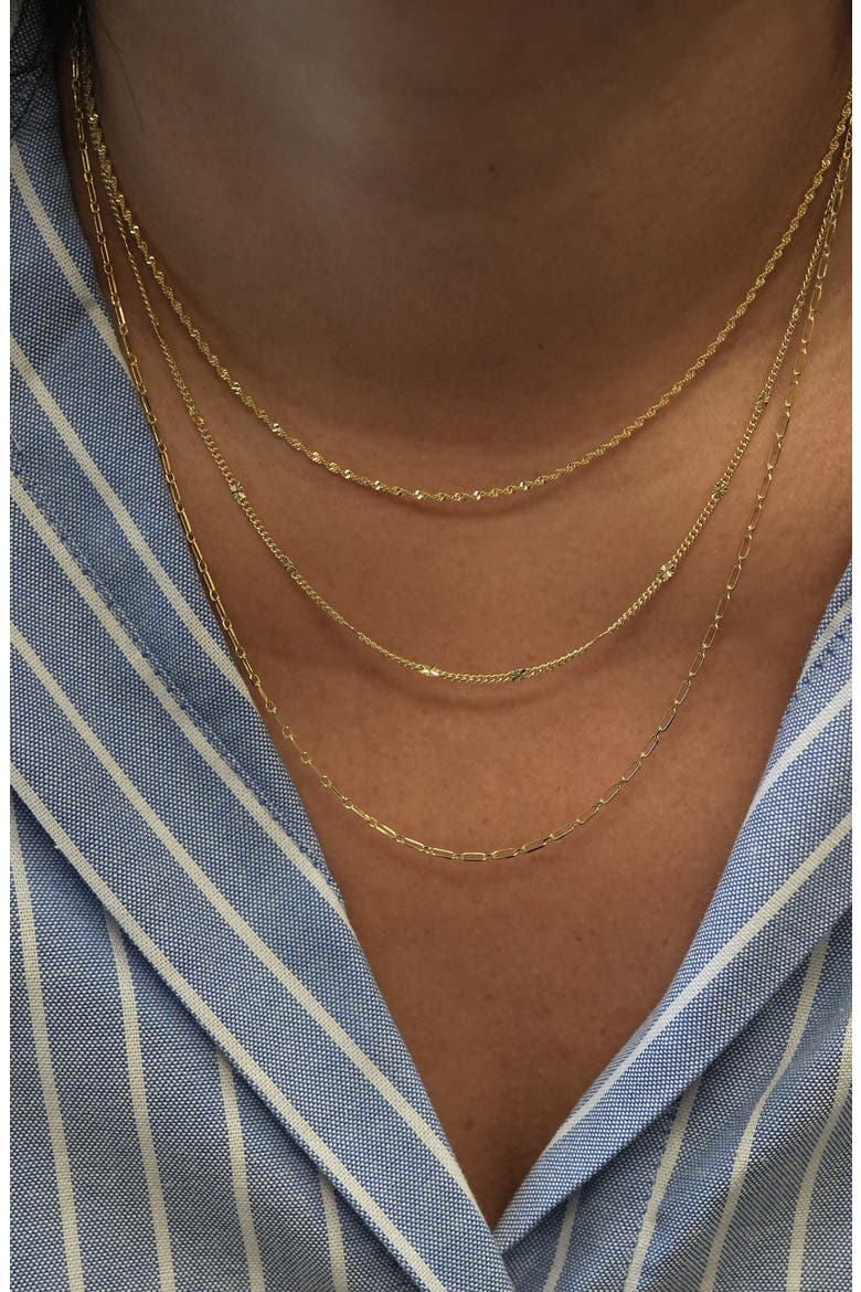 Multistrand 18K Gold Plate Sterling Silver Layered Necklace, Alternate, color, GOLD