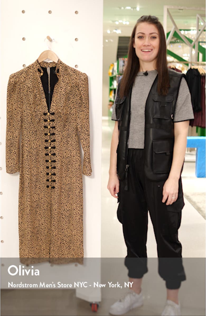 Andrea Cheetah Print Long Sleeve Silk Dress, sales video thumbnail