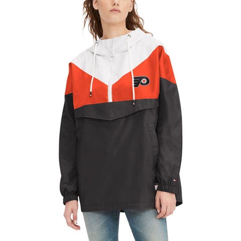 Women's Tommy Hilfiger Orange/Black Philadelphia Flyers Staci Half-Zip Windbreaker Jacket